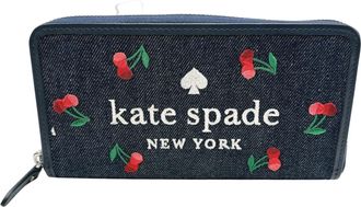 Kate Spade New York Blue Multi-Color Denim Long Wallet (Bi-Fold) (Pre-Owned)