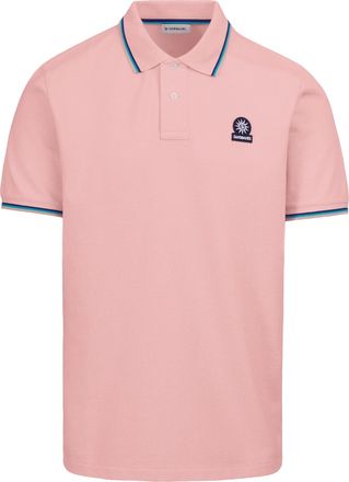 Sandbanks Mens BADGE LOGO TIPPED SLEEVE POLO SHIRT DUSTY PINK Cotton - Size X-Large
