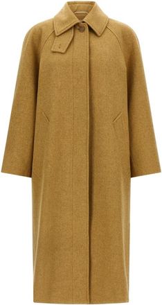 A.P.C. Effen Kleur Jas met Raglanmouwen - Dames - Mantel - Beige - S - Katoen - Jassen