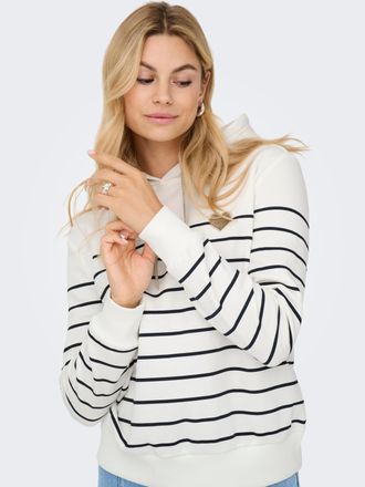 Only ONLADELLE L/S STRIPE HOOD SWT, mit Herz-Stickerei