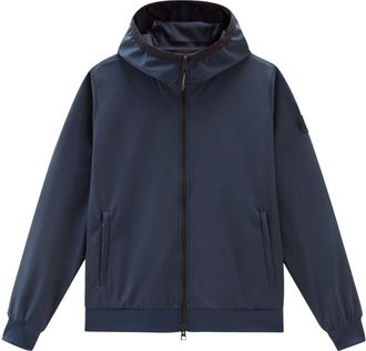 Woolrich logo-appliqué hoodie - men - Polyester/Elastane/Polyamide - 3XL - Blue