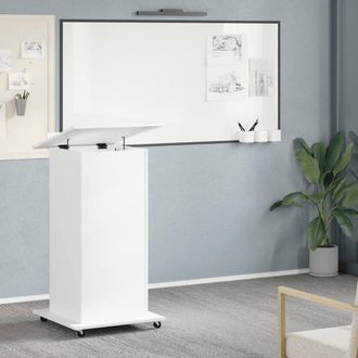 Berkfield Home Lectern with Wheels & Drawer White 55x55x107 cm Engineered Wood | Size: 55 x 55 x 107 cm