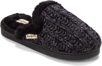 Dearfoams Paris Chenille Shaped Tab Scuff Slipper in Black at Nordstrom, Size X-Large M