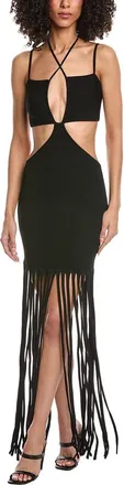 Sally Lapointe Crepe Matte Cutout Strap Midi Dress