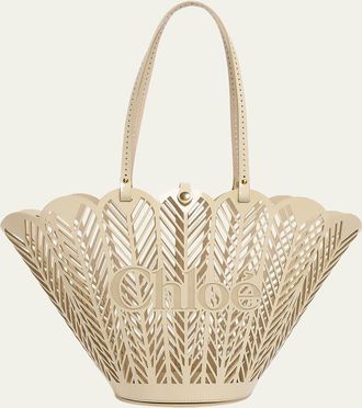 Chlo&eacute; Soleil Cutout Leather Basket Tote Bag