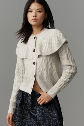 Design History Cable-Knit Cape Cardigan Sweater