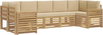 vidaXL Conjunto De Sof&aacute;s De Exterior 7 Uds. Y Beige Poli&eacute;ster Vidaxl