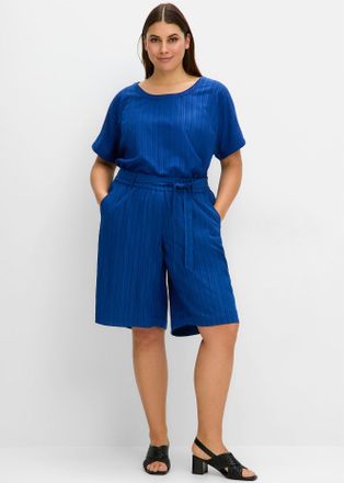 Sheego Bermudas SHEEGO, Damen, Gr. 40, Normalgr&ouml;ssen, blau (blaubeere), 56% Viskose, 43% Polyester, 1% Elasthan, unifarben, Hosen Bermudas