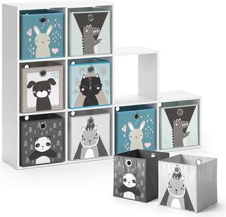 Vicco Estanter&iacute;a Infantil, Blanco, 142.4 X 107.8 Cm Con 8 Cajas Plegables Vicco