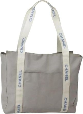 Chanel Pre-owned Nylon Tote Bag - Dames - Vintage Shopper - Grijs - ONE Size - Nylon - Vintage