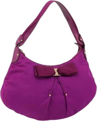 Ferragamo Pre-owned Shoulder Bag - Dames - Vintage Schoudertas - Paars - ONE Size - Nylon - Vintage