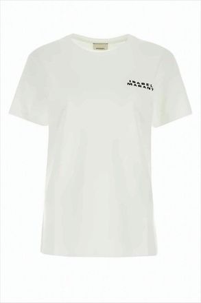 Isabel Marant Short-Sleeved Relaxed White T-Shirt With Subtle Logo