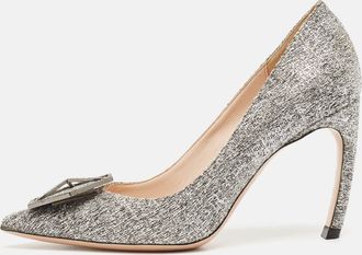 Nicholas Kirkwood Grey Tweed Hexagon Pointed Toe Pumps