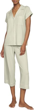 Eberjey Gisele Short Sleeve Cropped Pajamas in Seafoam/ivory at Nordstrom, Size X-Large