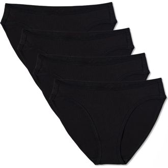 Pact Everyday Classic Fit Bikini 5-Pack Made With Organic Cotton in Black at Nordstrom, Size Xx-Large