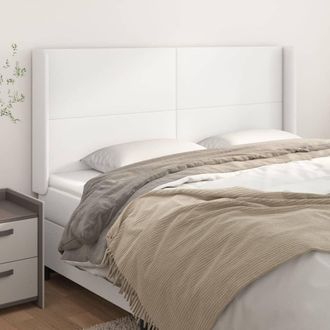 vidaXL Cabecero Con Orejas De Cuero Sint&eacute;tico Blanco 163x16x118/128 Cm Vidaxl