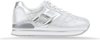 Hogan Glitter Leren Veterschoenen - Dames - Sneakers - Grijs - 35 EU - Leer - Schoenen