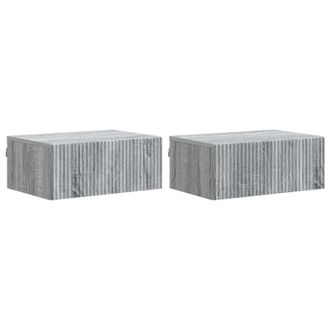 vidaXL Mesita De Noche De Pared 2 Pcs Gris Sonoma 49 X 34,5 X 20 Cm Vidaxl
