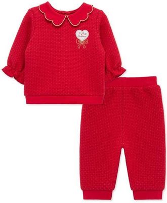 Little Me First Christmas Holiday Top & Joggers Set in Red at Nordstrom, Size 12M