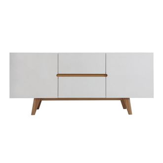 Miliboo Aparador Escandinavo Blanco Brillante Y Fresno 160cm Melka
