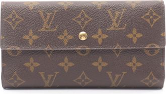 Louis Vuitton Brown Coated Canvas Long Wallet (Tri-Fold) (Pre-Owned)