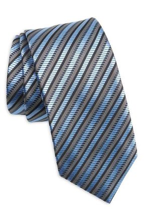 Ermenegildo Zegna Cinque Pieghe Stripe Silk Tie in Light Blue at Nordstrom