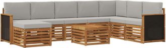 vidaXL Conjunto De Sof&aacute;s De Exterior 7 Uds. Natural Y Gris Claro Vidaxl