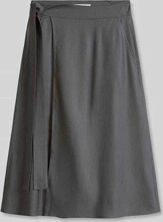 Marc O'Polo Regular Fit Midi-Rock aus Leinen-Mix in Dunkelgrau, Gr&ouml;&szlig;e 42