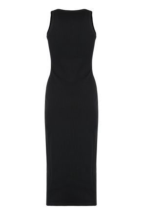 McQ by Alexander McQueen Womens Midi Dress Ribbed Cotton Black