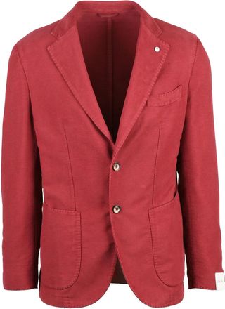 L.B.M. 1911 Tailored Red Cotton Fustian Jacket With Notch Lapels
