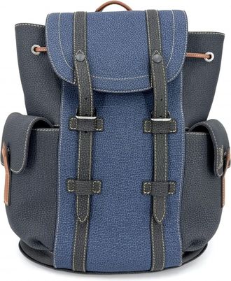 Louis Vuitton Blue Gray Leather Backpack (Pre-Owned)