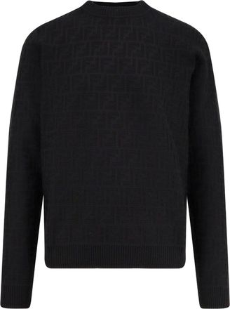 Fendi Cotton Sweater With Ff Jacquard Effect-Uomo