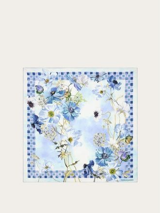 Ferragamo Womens Blue Silk Floral Scarf