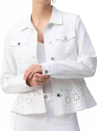 Joseph Ribkoff Denim Broderie Anglaise Jacket In White