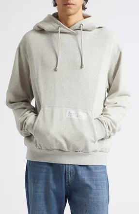 Maison Margiela Regular Fit Logo Patch Hoodie in Grey Melange at Nordstrom, Size X-Large