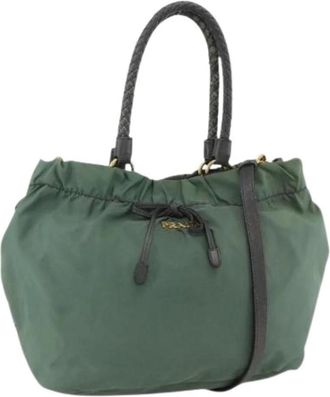 Prada Pre-owned Bucket Bags, female, Green, Size: ONE SIZE Pre-owned Vintage Nylon Bucket Bag