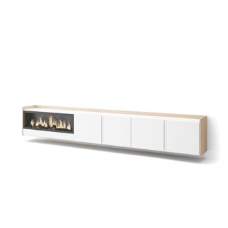 Skraut Home Skraut Home - Mueble Tv, Televisi&oacute;n, Muebles De Sal&oacute;n, Almacenaje, 315x35x50cm, Para Tv Hasta 80, Chimenea El&eacute;ctrica Xxl, Colgado, Suspendido, Estilo 