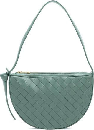 Bottega Veneta Pre-owned Shoulder Bags, female, Green, Size: ONE SIZE Pre-owned Woven Leather Shoulder Bag