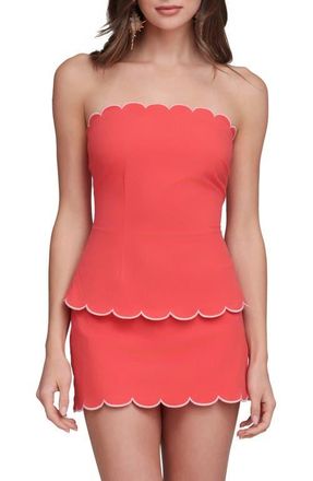 Avec Les Filles Scallop Edge Tube Top in Lobster Red at Nordstrom, Size X-Small