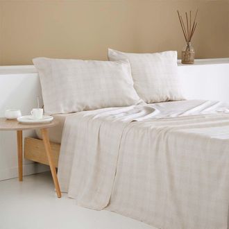 COTTON ARTEAN Juego de s&aacute;banas Sat&eacute;n algod&oacute;n 200 hilos Beige 280x270 Cama 200