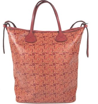 Celine Red Color Leather Coated Canvas Shoulder Bag Tote Bag (Pre-Owned)