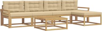 vidaXL Conjunto De Sof&aacute;s De Exterior 6 Uds. Y Beige Poli&eacute;ster Vidaxl