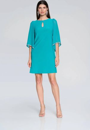 Joseph Ribkoff Silky Knit Chiffon Mini Dress In Ocean Blue
