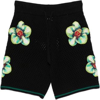 Casablanca Bermuda Punto Bordado Orquideas - Heren - Korte Broeken - Zwart - XL - Korte Broeken