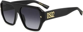 Dsquared2 Gedurfde Flat-Top Zonnebril met Esdoornbladeren - unisex - Zonnebrillen - Zwart - 58 MM - Accessoires