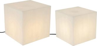 QAZQA Qazqa - Set of 2 Outdoor Floor Lamps White 30 and 38 cm Square IP44 - Nura