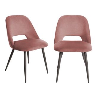 Calicosy Lote de 2 sillas de tela y patas de metal l58 cm - Rosa