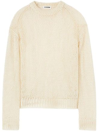 Jil Sander crew-neck jumper - men - Silk - 48 - Neutrals