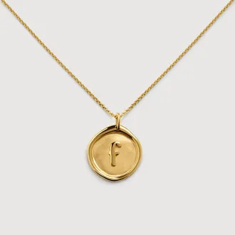 Monica Vinader Gold Initial F Stamp Chain Necklace