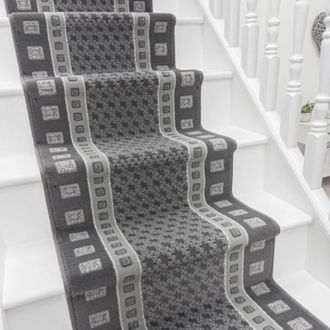 Runrug Stair Runner Carpet for Staircases - Soft & Comfy, 9mm - Caesar in Grey | Size: 60 cm x 660 cm